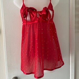 SEXY ~ HOT ~ Red Glitter BabyDoll Lingerie